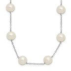 14K White Gold Freshwater Cultured Pearl Necklace with Rhodium Finish