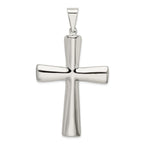 Sterling Silver 925 Polished Hollow Cross Pendant Elegant 62mm