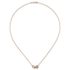 14k Rose Gold 1 carat Lab Grown Diamond VS+ F+ Complete 18 inch Two Stone Fashion Necklace
