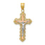 14K Tri-Color Gold Crucifix Pendant with Diamond-Cut Detail 35mm Elegant Charm