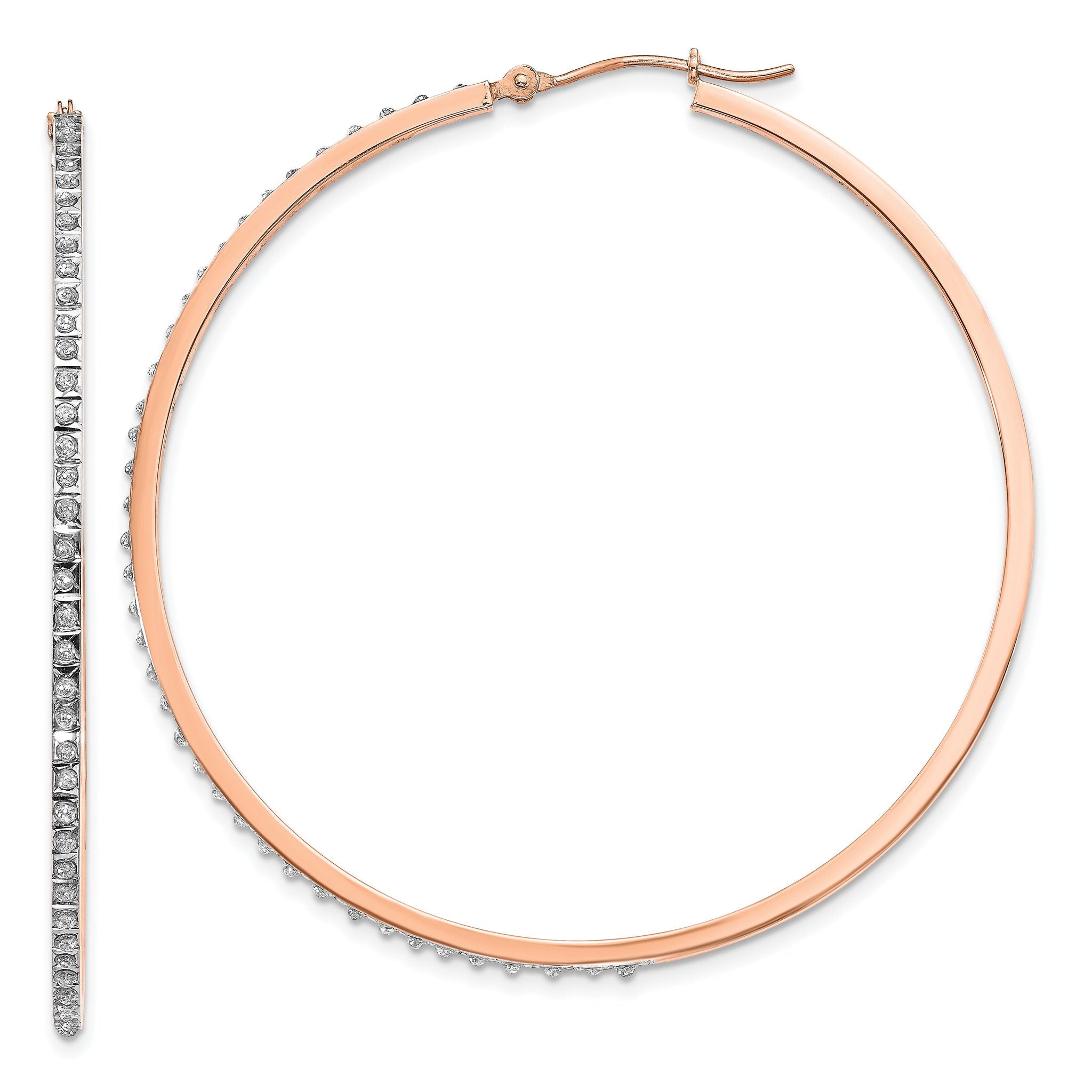 14K Rose Gold Diamond Accent Round Hoop Earrings  Polished Elegant Design by Sophia Jewelers Main image