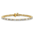 14k 7 carat Certified Lab Grown Diamond VS+ F+ Complete Emerald and Round Tennis Bracelet
