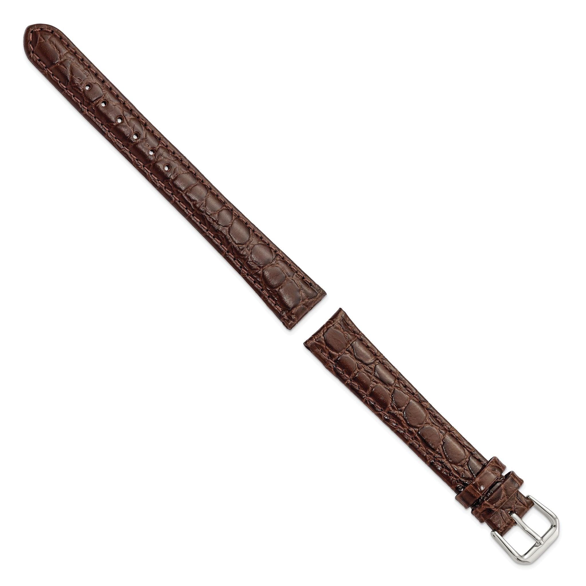 Alligator Grain Leather Watch Band in Brown, 18mm Secondary image