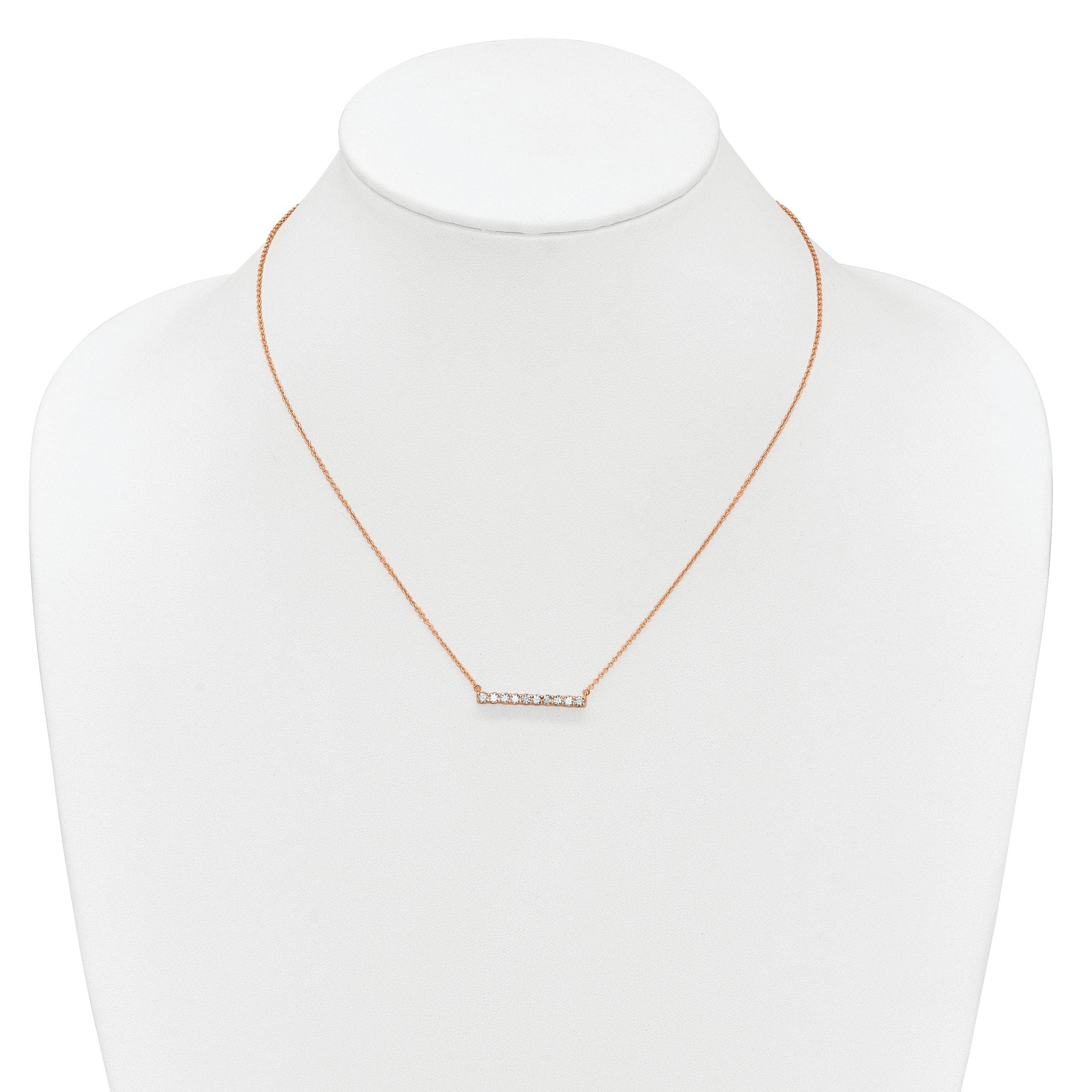 14k Rose Gold 1/2 carat Lab Grown Diamond VS/SI+ G+ Complete 18 inch Bar Necklace