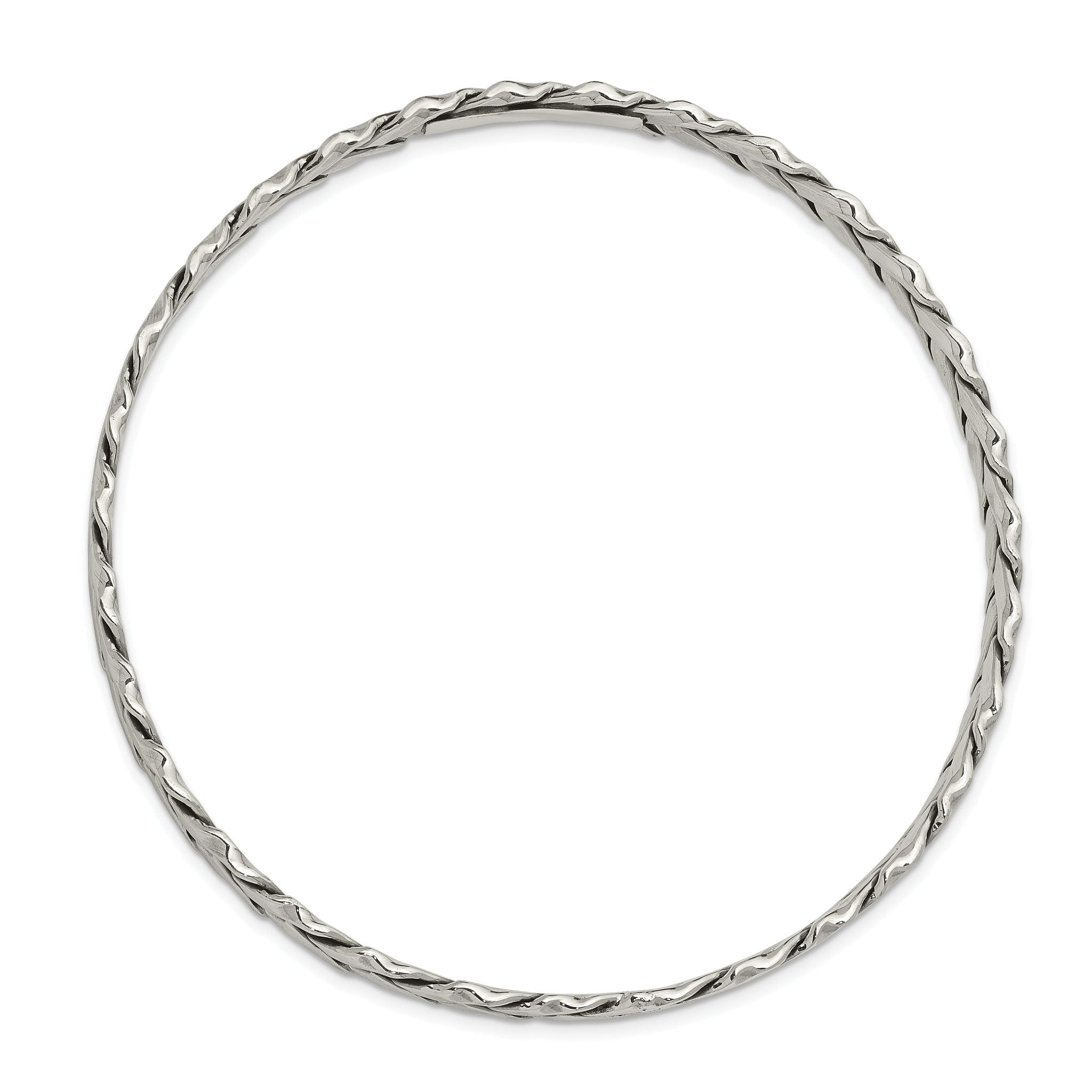 Sophia Jewelers Women's Polished Antiqued Sterling Silver Slip-On Bangle Secondary image