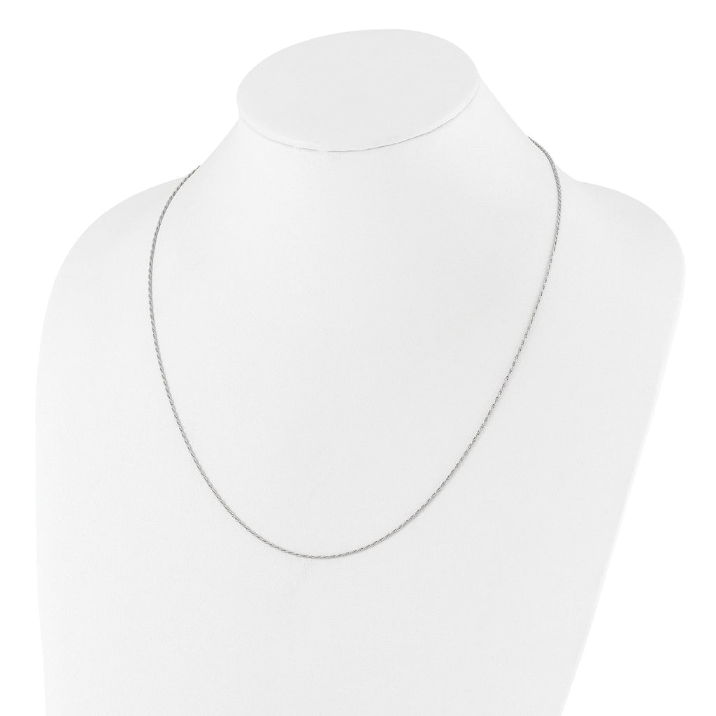 Sterling Silver RH-plated Adjustable 1.2mm D/C Rope Chain