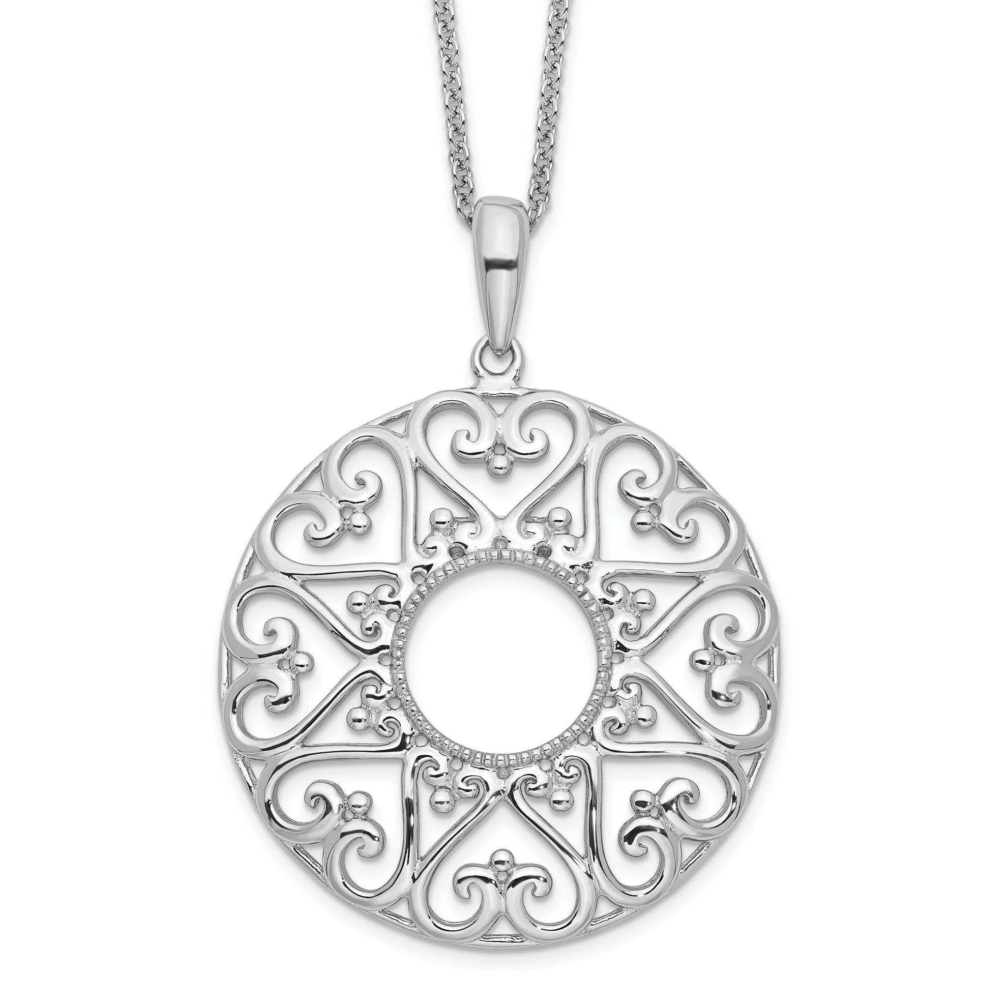 Sentimental Expressions Sterling Silver Rhodium-plated Polished Family Heart Strings 18in Necklace Main image