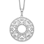 Sentimental Expressions Sterling Silver Rhodium-plated Polished Family Heart Strings 18in Necklace