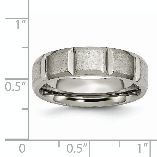 Grooved Wedding Band in Titanium, 6mm