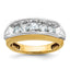 14k Two-tone Men's Polished and Grooved 5-Stone 1 Carat AA Quality Diamond Ring