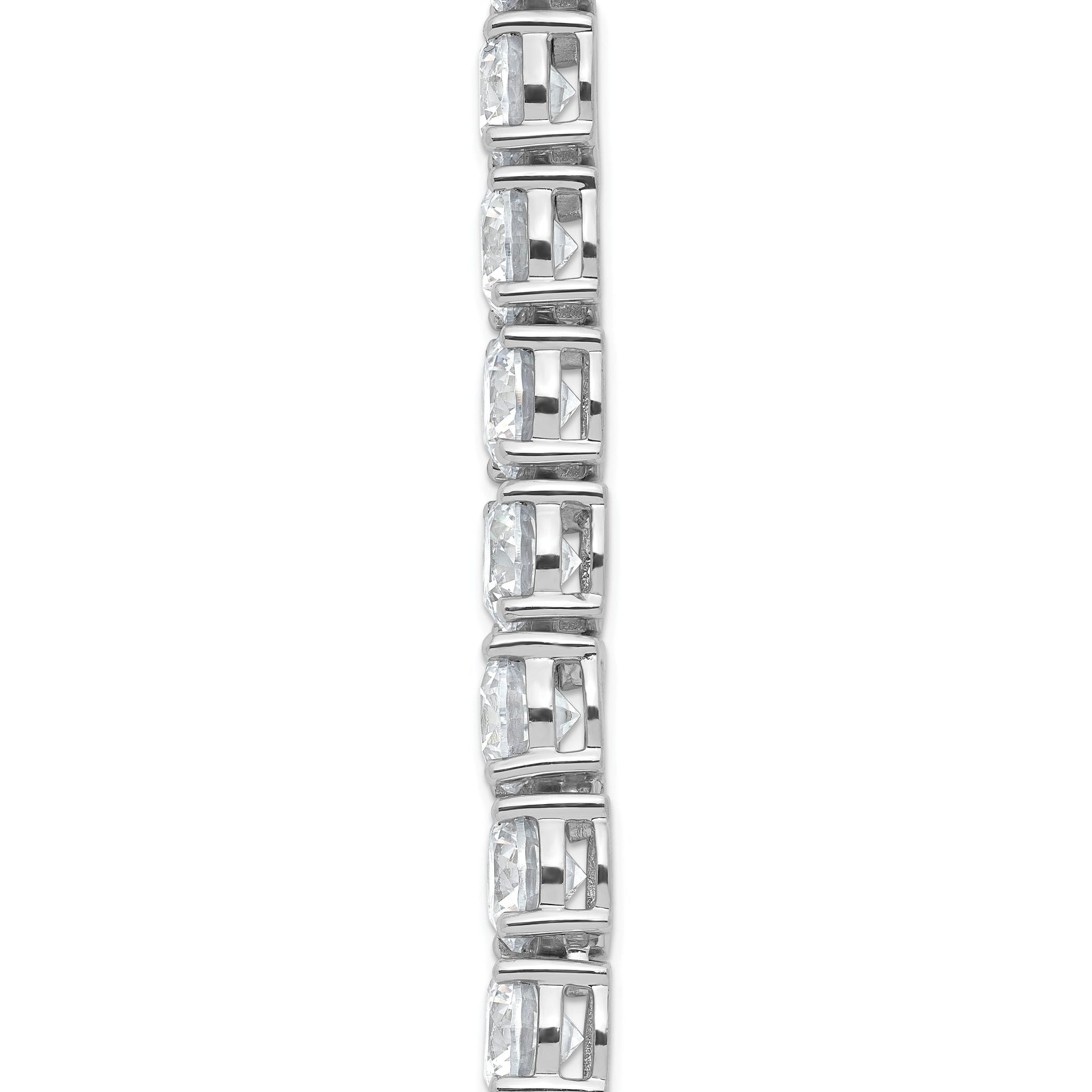 14k White Gold 91 carat Lab Grown Diamond VS+ F+ Complete Round 24 inch Straight Tennis Necklace
