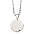 Reversible Round Dog Tag Necklace in Stainless Steel, 24"