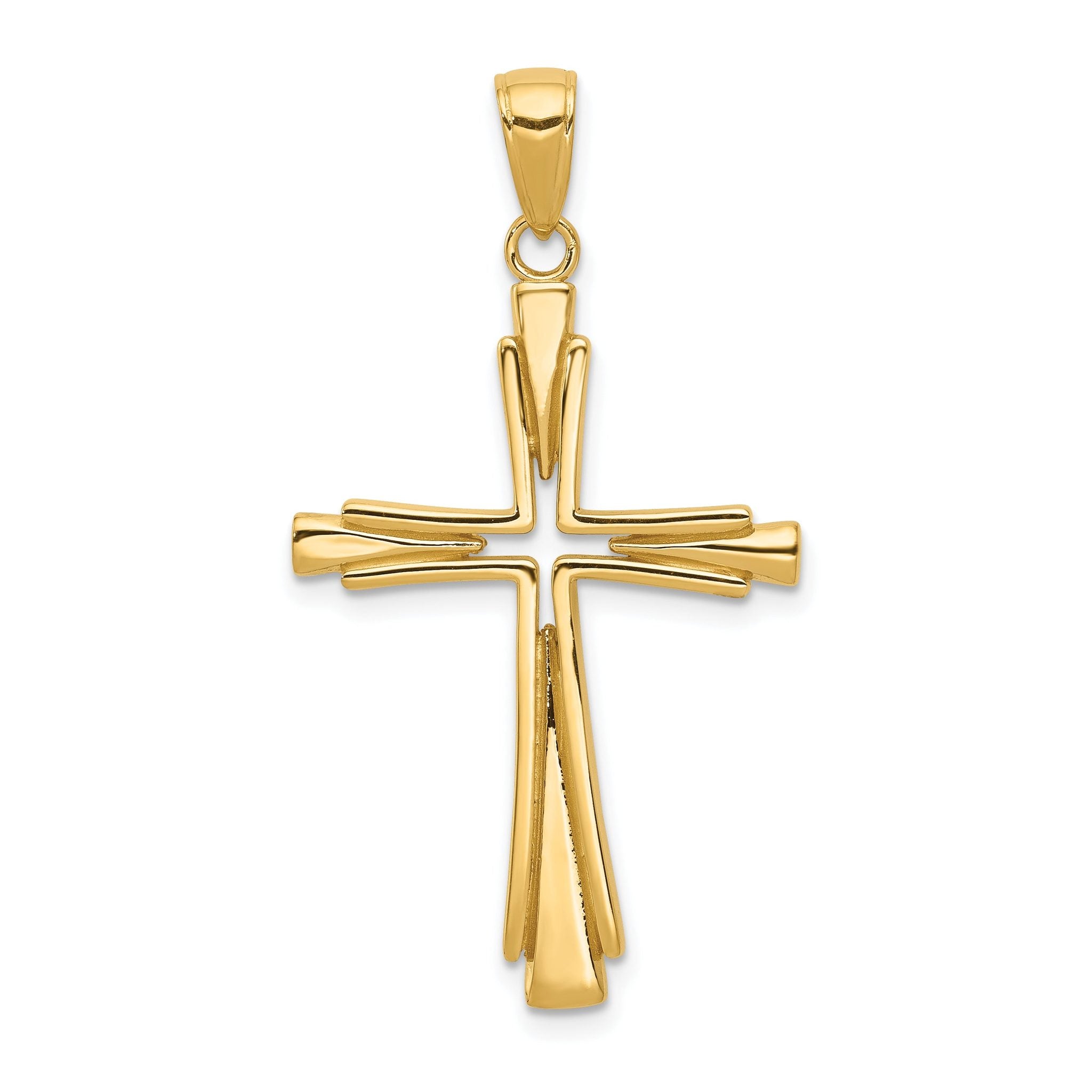 14K Gold Polished Solid Cross Pendant with Flat Back Design