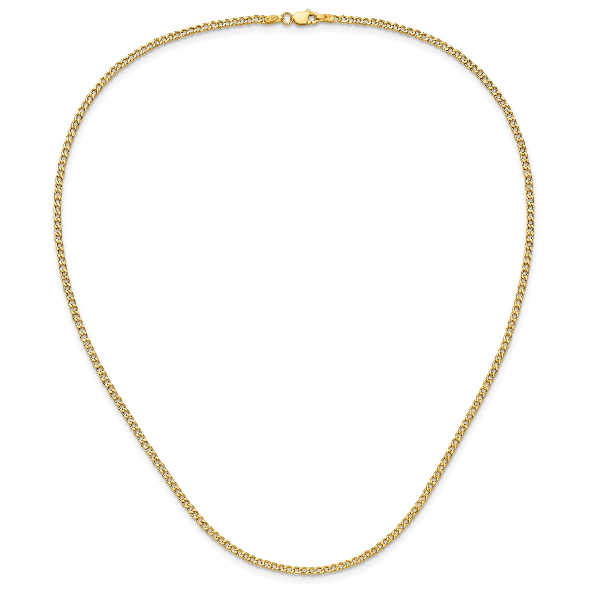 2.5mm 14K Yellow Gold Curb Chain