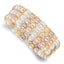 6-7mm Button White/Pink/Peach Freshwater Cultured Pearl and Glass Beaded 3-row Stretch Bracelet