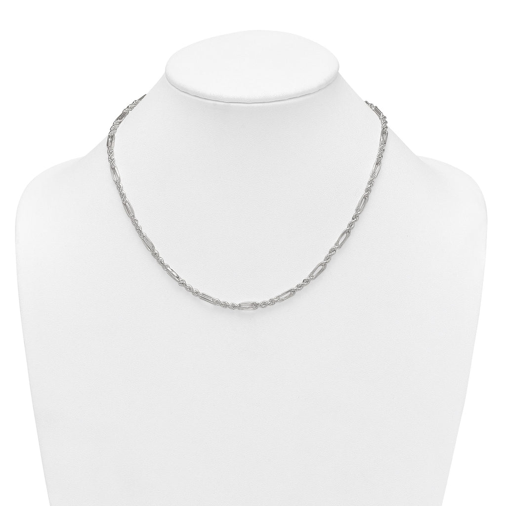Sterling Silver Polished 4.0mm Figaro Rope 18 Inch Necklace