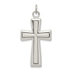 Sterling Silver 925 Latin Cross Pendant with Platinum Plating and Polished Finish