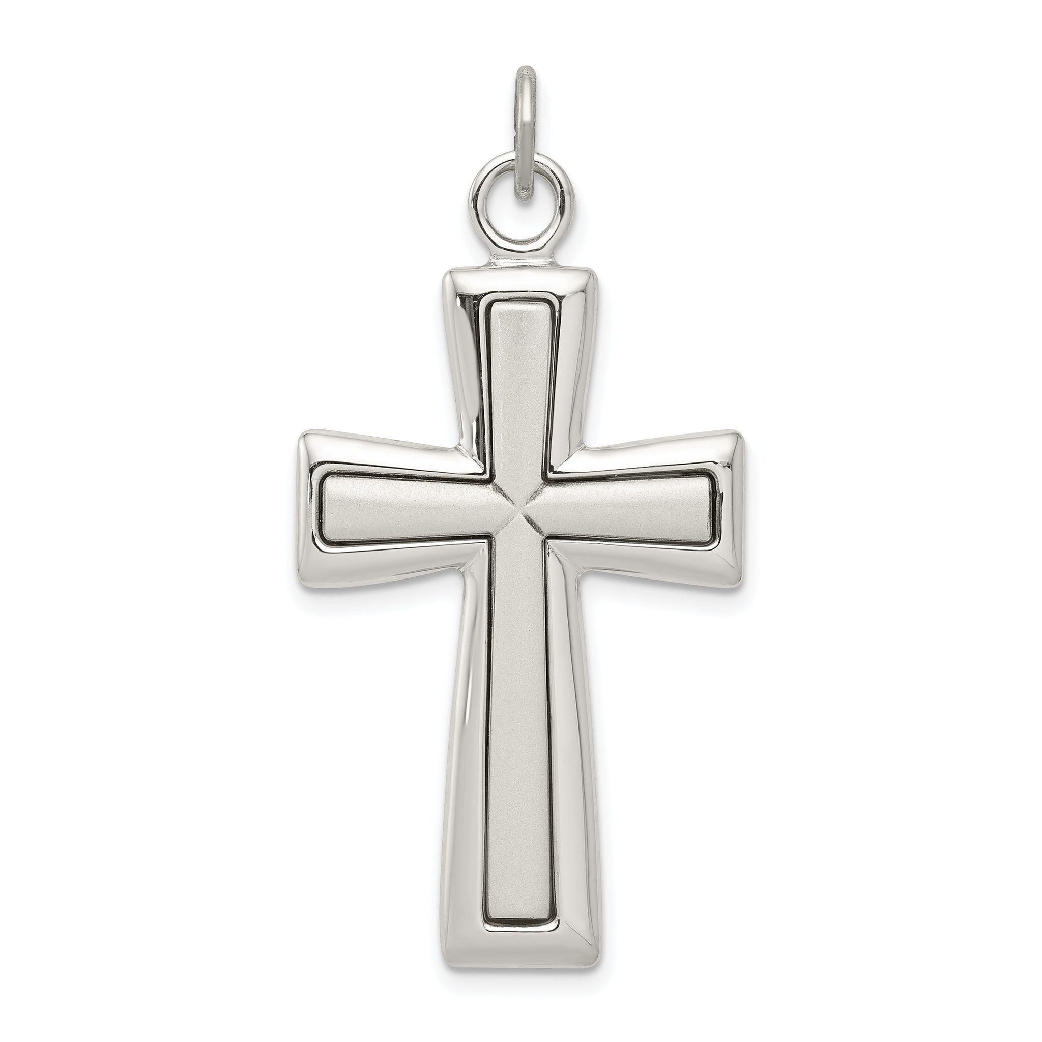 Sterling Silver 925 Latin Cross Pendant with Platinum Plating and Polished Finish