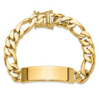 14k Hand-polished Solid Chain/Solid Plate Figaro Link 48x11mm Plate 8.5 inch ID Bracelet