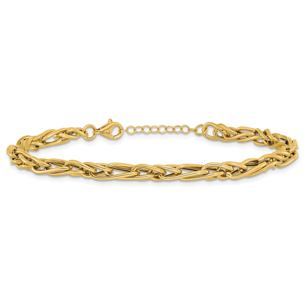 10K Polished Fancy Link w/1in ext. Bracelet