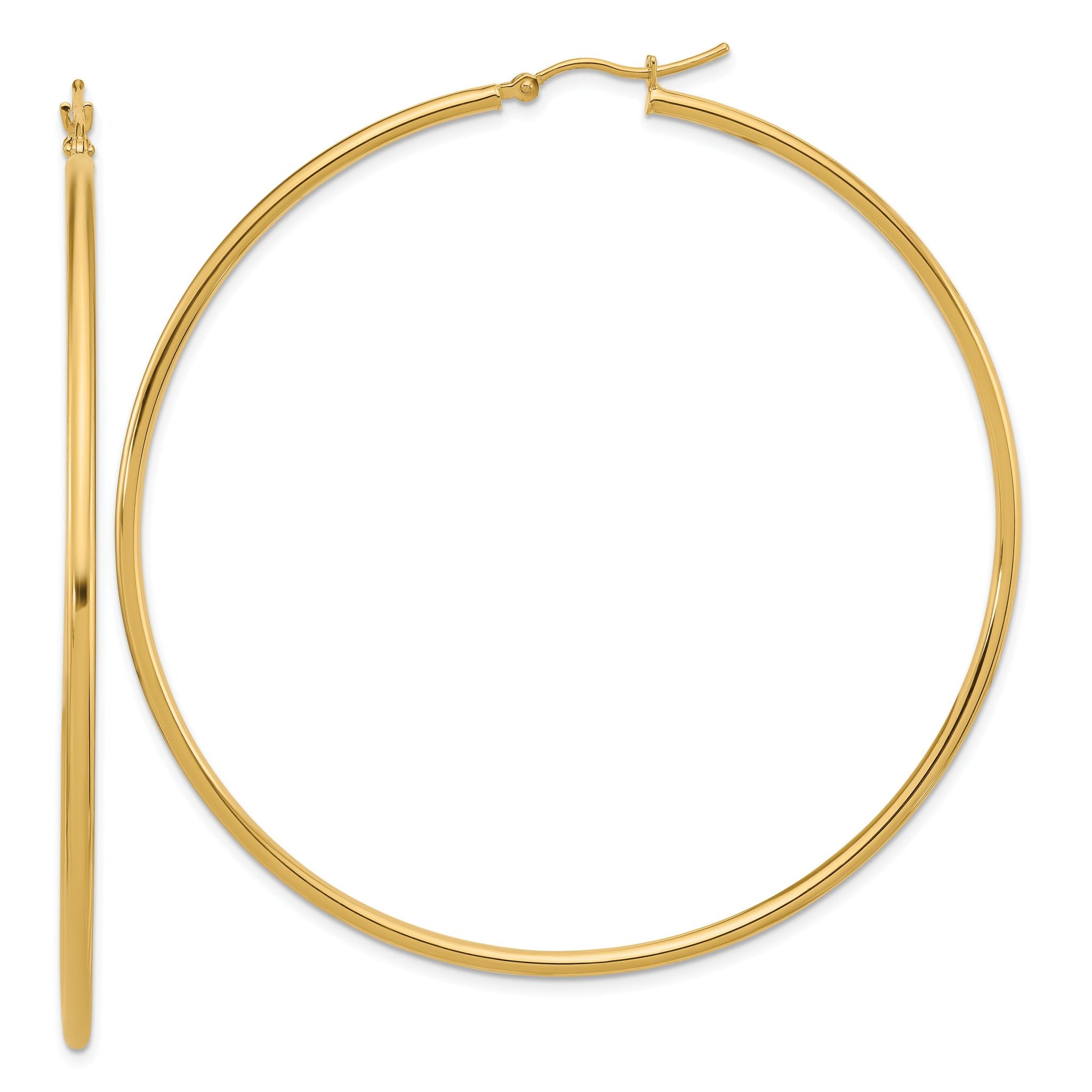 10k Polished 2x65mm Lightweight Tube Hoop Earrings Main image