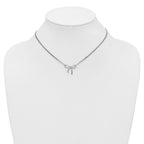 Sterling Silver RH-plated Polished Two-strand Bow w/2in ext. Neckl