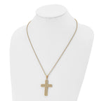 CZ Cross Pendant Necklace in Gold-Tone Stainless Steel, 22"