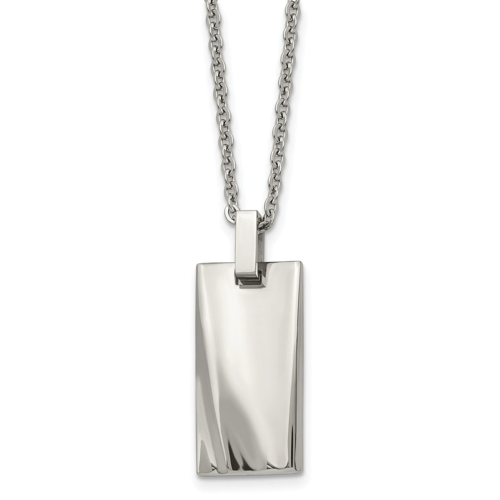Sophia Jewelers Men's Polished Stainless Steel Concave Pendant Necklace