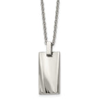 Sophia Jewelers Men's Polished Stainless Steel Concave Pendant Necklace