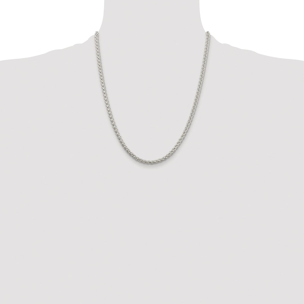 Sterling Silver Rhodium-plated 4mm Round Spiga Chain