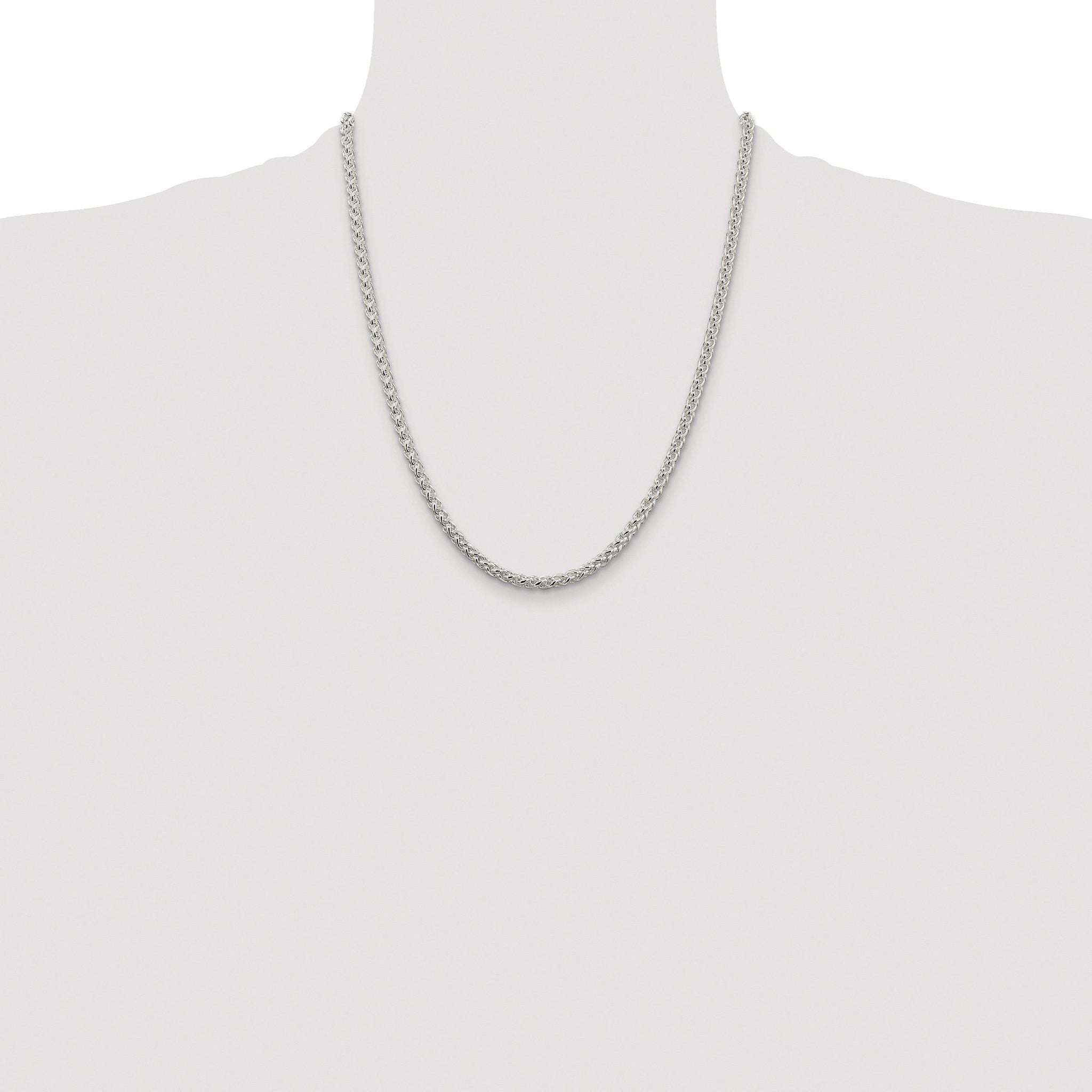 Sterling Silver Rhodium-plated 4mm Round Spiga Chain