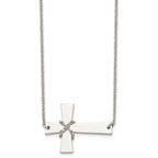 Sideways Cross Necklace in Stainless Steel, 21 in