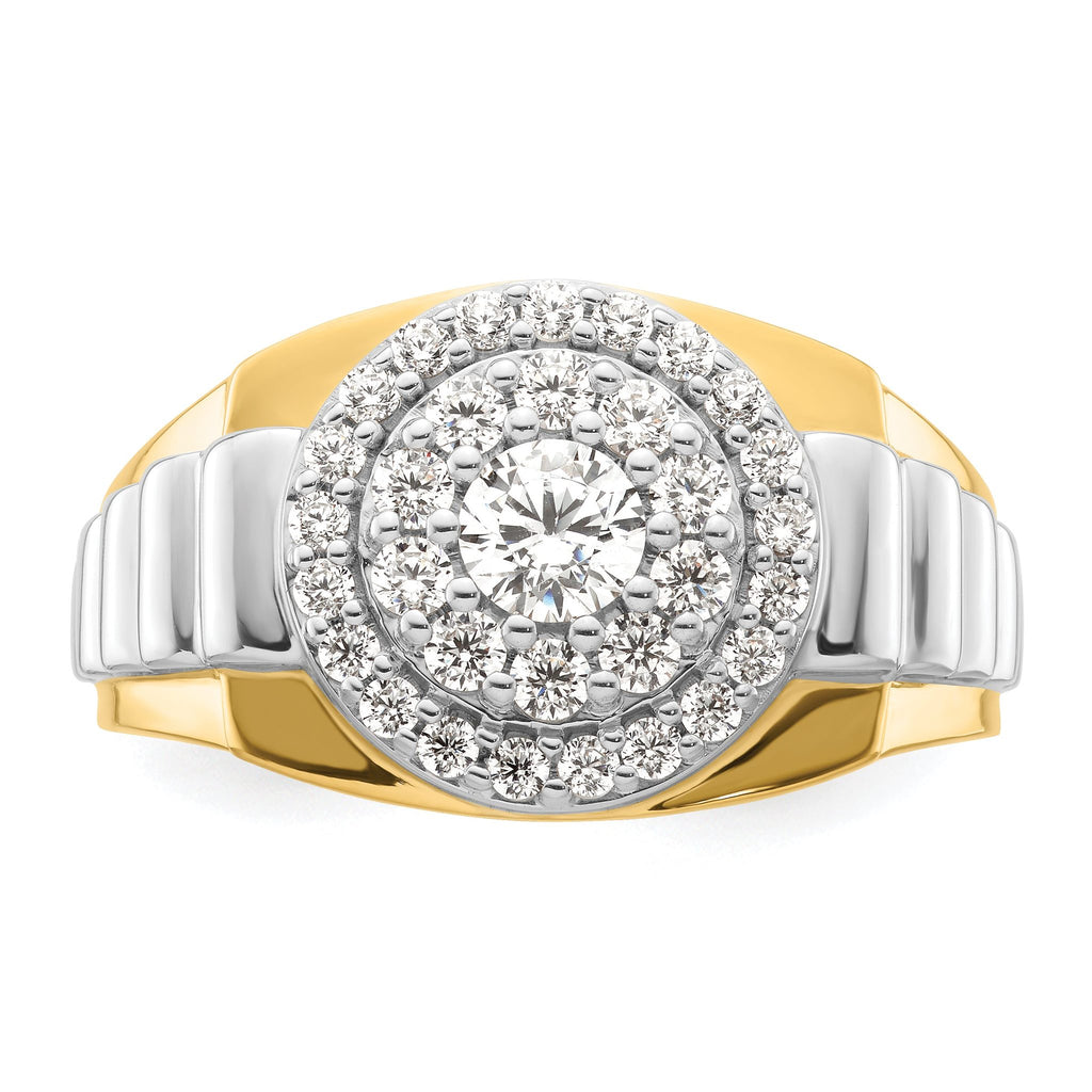 14k Two-Tone 1 1/4 carat Lab Grown Diamond VS/SI+ G+ Complete Cluster Men's Ring