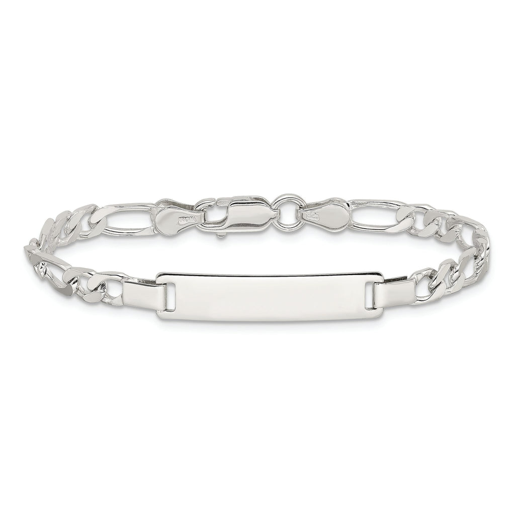 Sterling Silver Engraveable Childrens ID on Figaro Link Bracelet