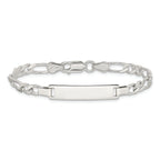 Sterling Silver Engraveable Childrens ID on Figaro Link Bracelet