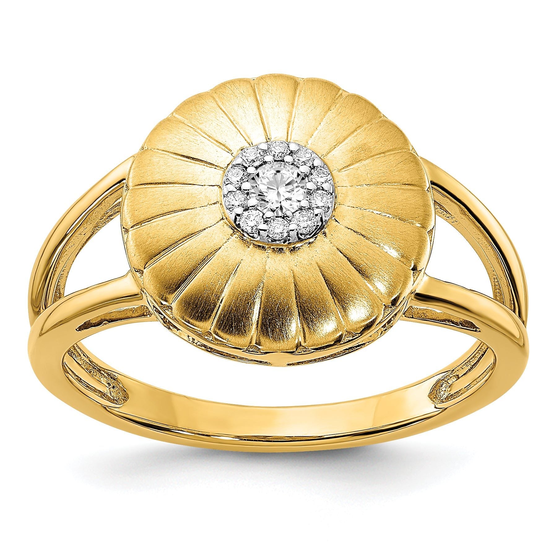 14k Satin Diamond Flower Ring Main image