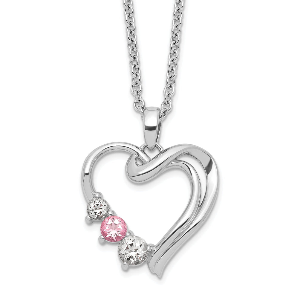 10K White Gold Heart of Healing Necklace with Pink & Clear Crystal Topaz