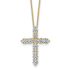 14k 2 carat Lab Grown Diamond VS/SI+ G+ Complete 18 inch Cross Pendant Necklace