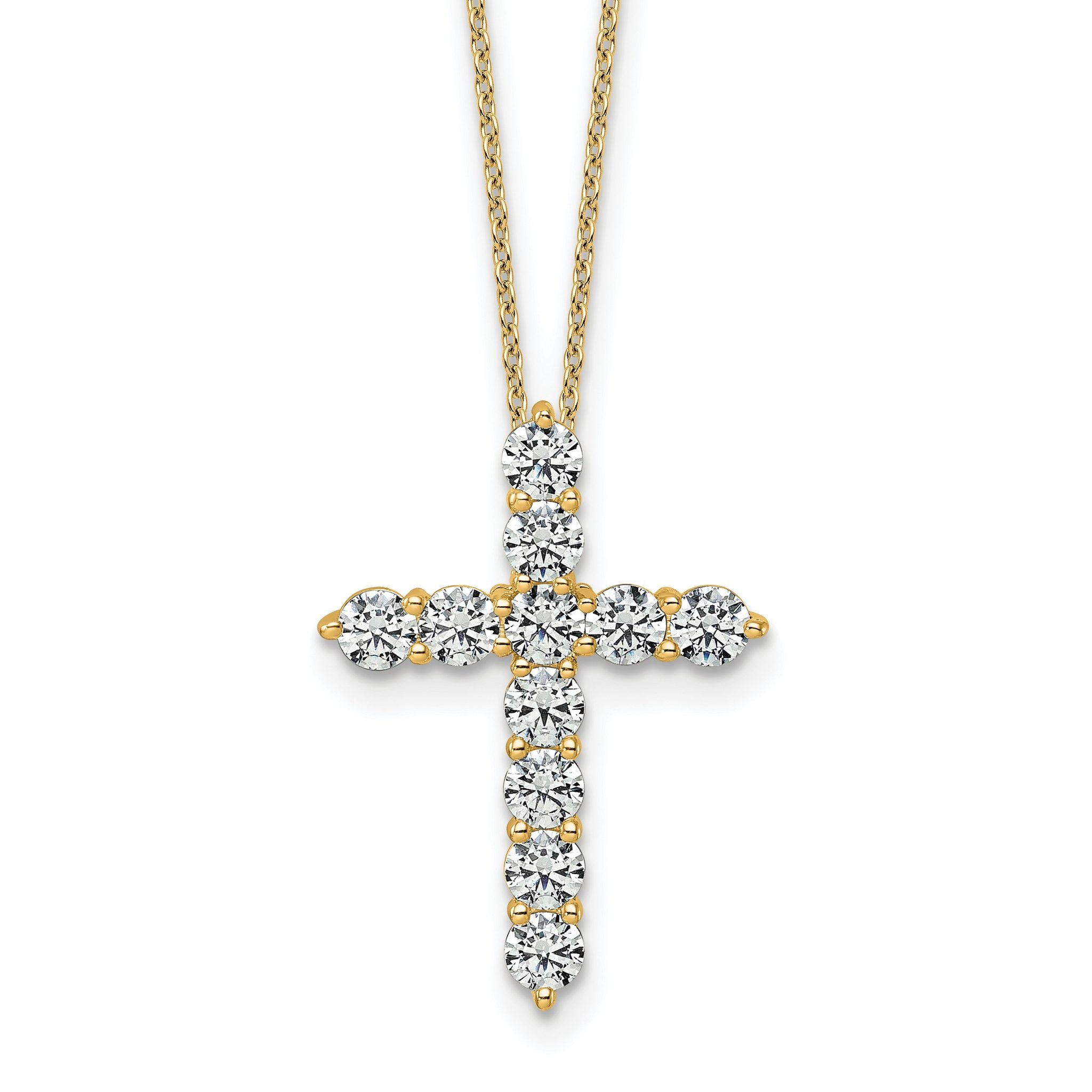 14k 2 carat Lab Grown Diamond VS/SI+ G+ Complete 18 inch Cross Pendant Necklace