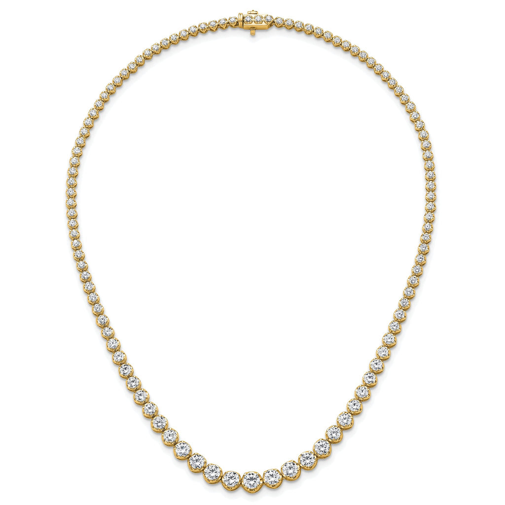 14k 10 carat Lab Grown Diamond VS+ F+ Complete Round 16 inch Graduated Tennis Necklace