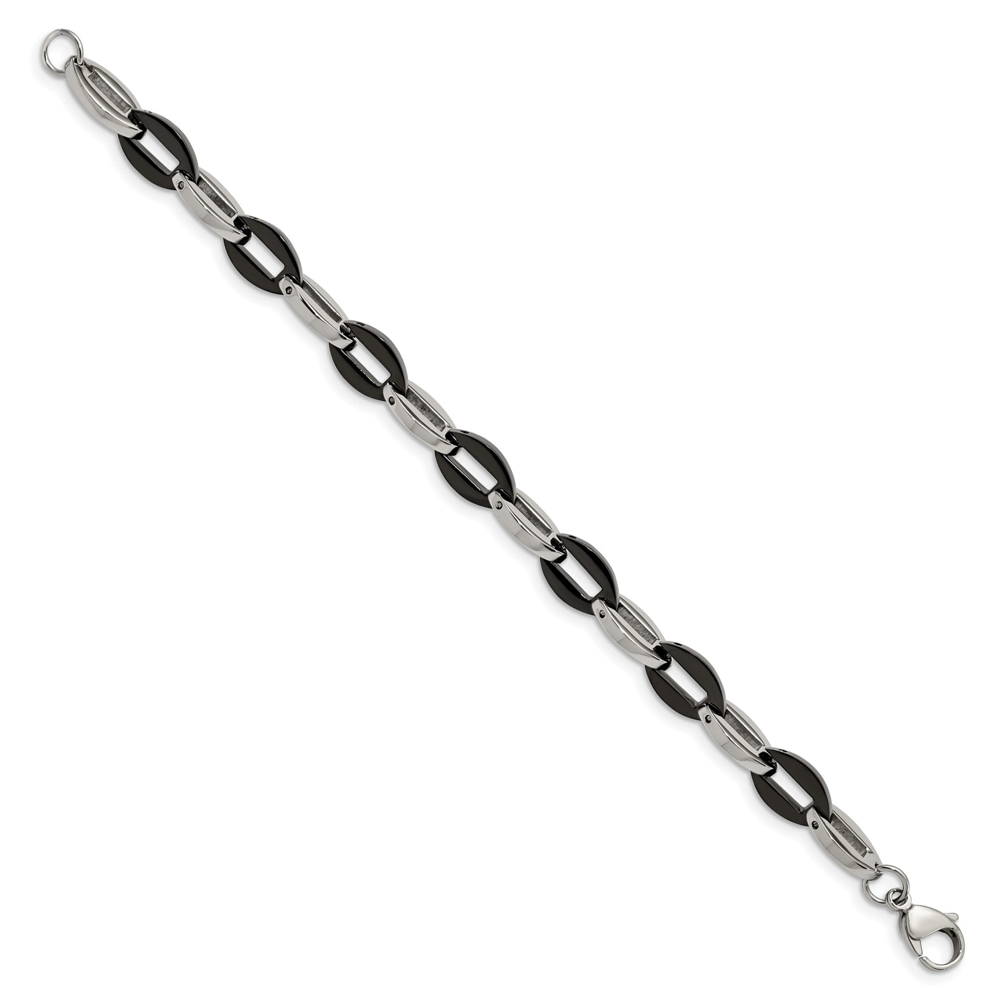 Chisel Stainless Steel Polished Black IP-plated 7.5 inch Oval Link Bracelet Secondary image