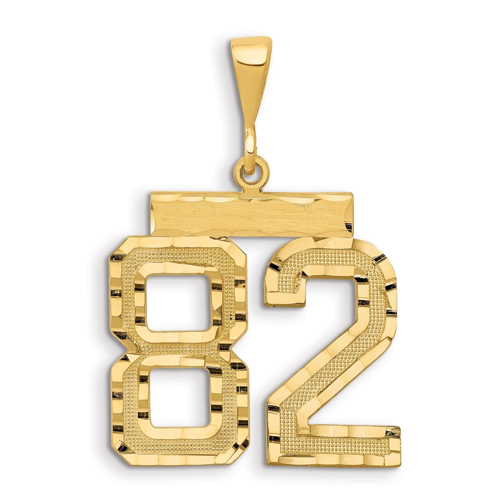 14K Gold Large Diamond-Cut Number 82 Charm with Brushed Finish Main image