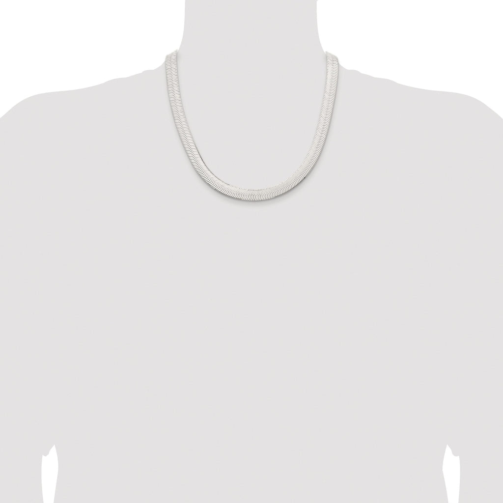Sterling Silver Rhodium-plated 10.5mm Magic Herringbone Chain