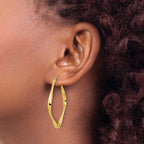 10K Polished Twisted Square Hoop Earrings