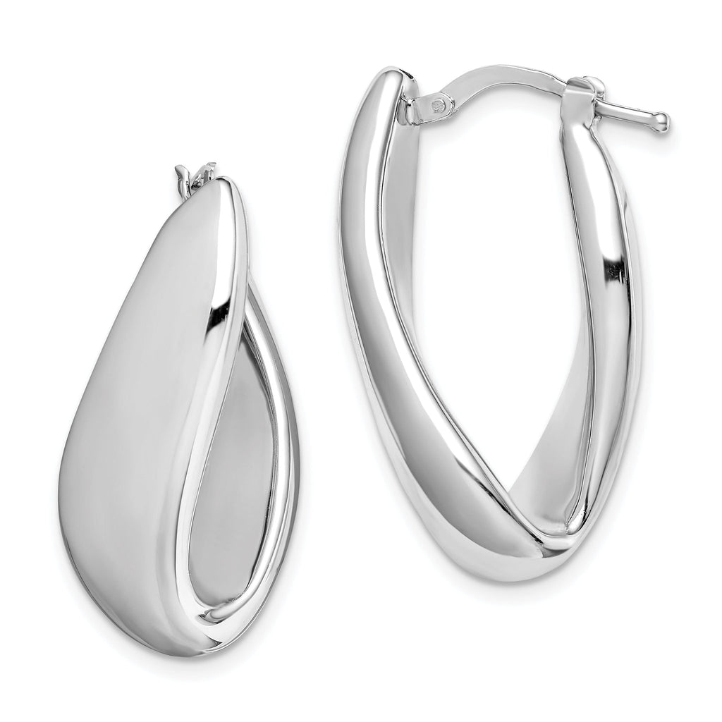 Sterling Silver Polished Twist Hollow Oval Hoop Earrings 30mm Elegant Design