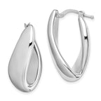 Sterling Silver Polished Twist Hollow Oval Hoop Earrings 30mm Elegant Design
