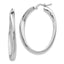 Sterling Silver 925 Twisted Oval Hoop Earrings with Polished Rhodium Finish
