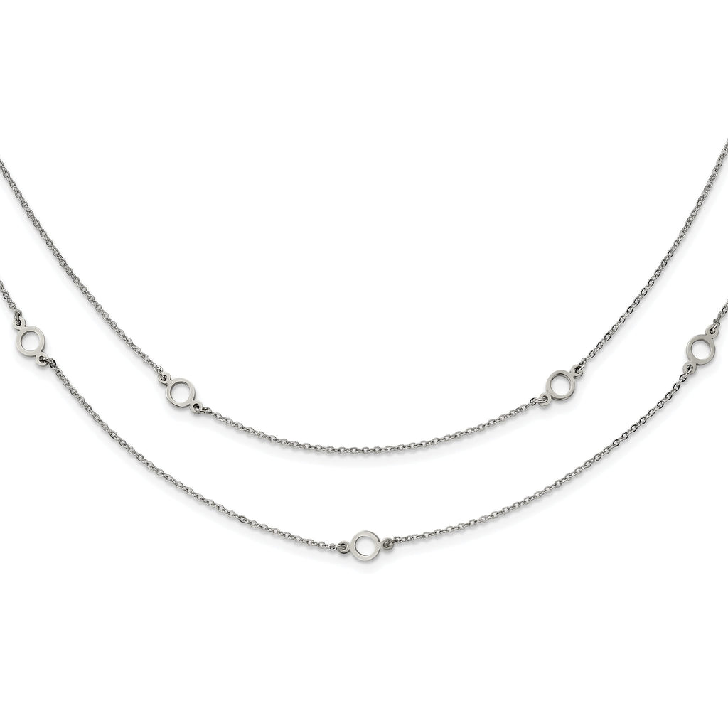 Stainless Steel Polished Two Strand 15.75in w/2in ext Necklace