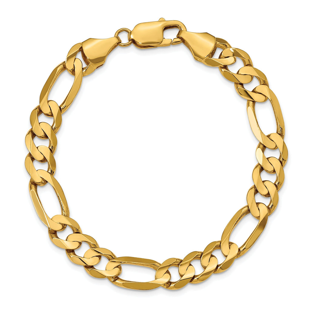 14K 8 inch 8.75mm Concave Open Figaro with Lobster Clasp Bracelet