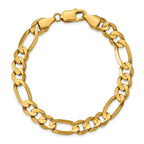 14K 8 inch 8.75mm Concave Open Figaro with Lobster Clasp Bracelet